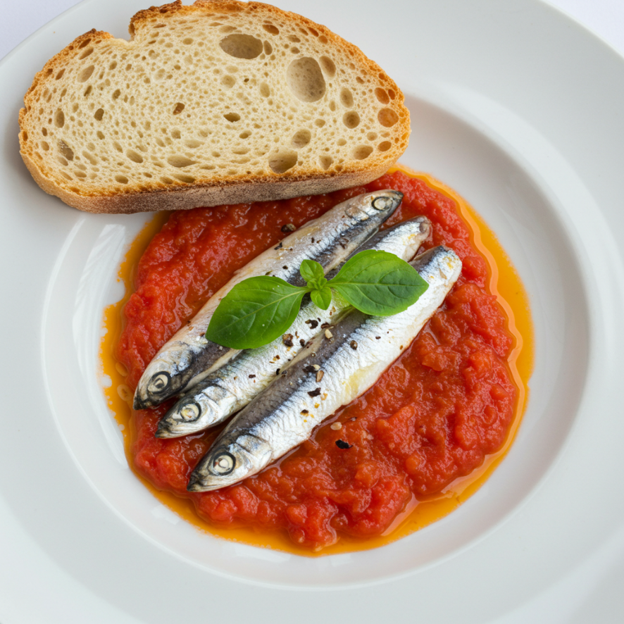 Acciughe del Cantabrico con pomodoro